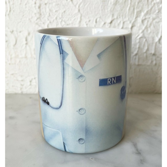 RN Registered Nurse Mug - Essential Worker White Uniform Stethoscope Coffee Cup - Picture 1 of 7